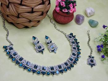 Turquoise designer premium festive wear necklace set 2