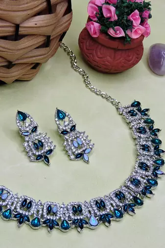 Turquoise designer premium festive wear necklace set