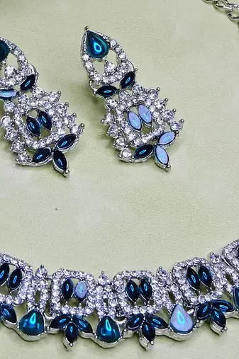 Turquoise designer premium festive wear necklace set