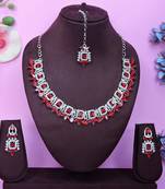 Red designer premium festive wear necklace set