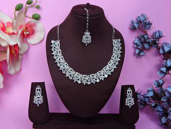White designer premium festive wear necklace set 1