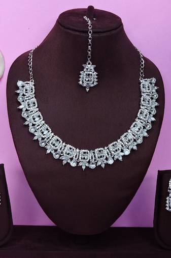 White designer premium festive wear necklace set
