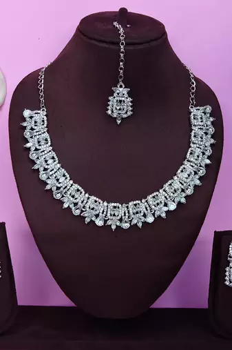 White designer premium festive wear necklace set