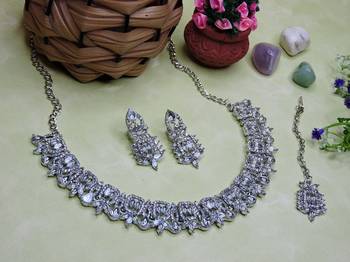 White designer premium festive wear necklace set 2