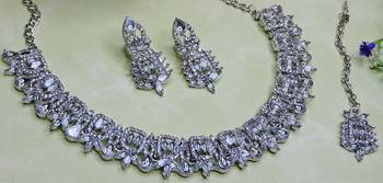 White designer premium festive wear necklace set 3