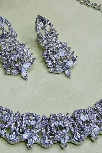 White designer premium festive wear necklace set