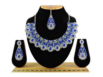 Blue designer premium festive wear necklace set 1