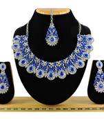 Blue designer premium festive wear necklace set