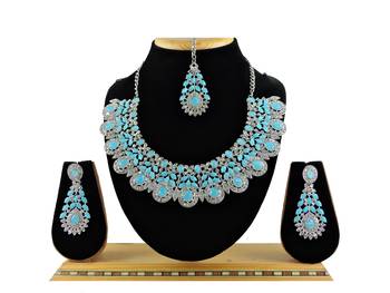 Turquoise designer premium festive wear necklace set 1