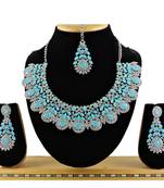 Turquoise designer premium festive wear necklace set