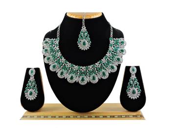 Green designer premium festive wear necklace set 1