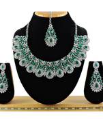 Green designer premium festive wear necklace set