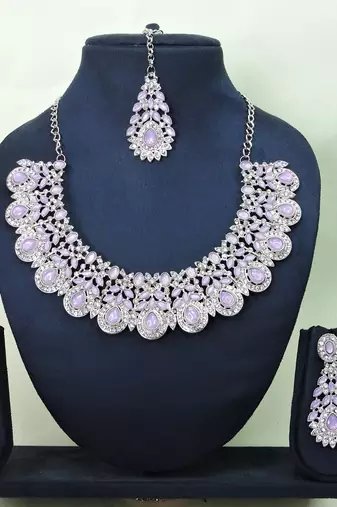 Purple designer premium festive wear necklace set