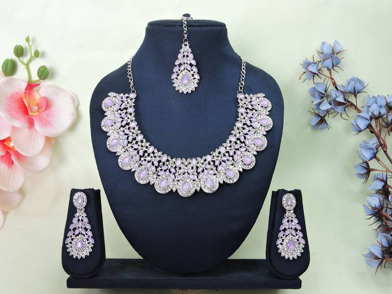 Purple designer premium festive wear necklace set