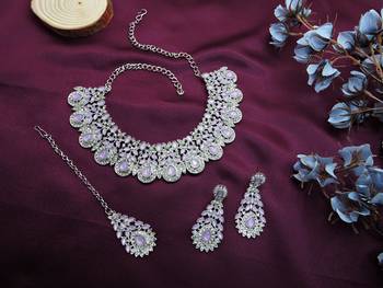 Purple designer premium festive wear necklace set 2