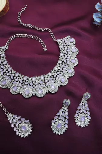 Purple designer premium festive wear necklace set