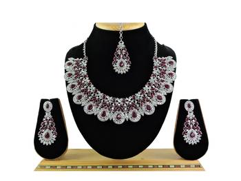 Maroon designer premium festive wear necklace set 1