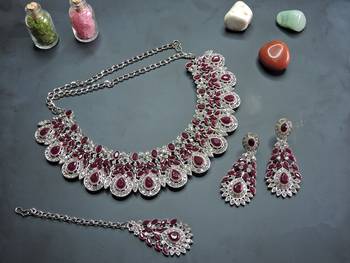 Maroon designer premium festive wear necklace set 2