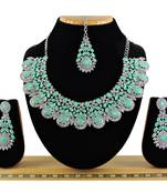 Green designer premium festive wear necklace set