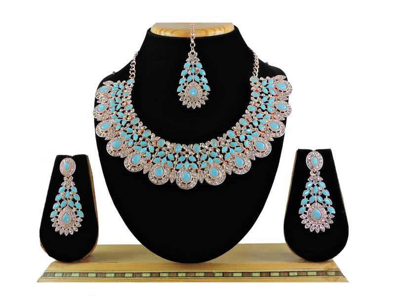 Turquoise designer premium festive wear necklace set