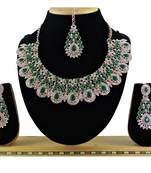 Green designer premium festive wear necklace set
