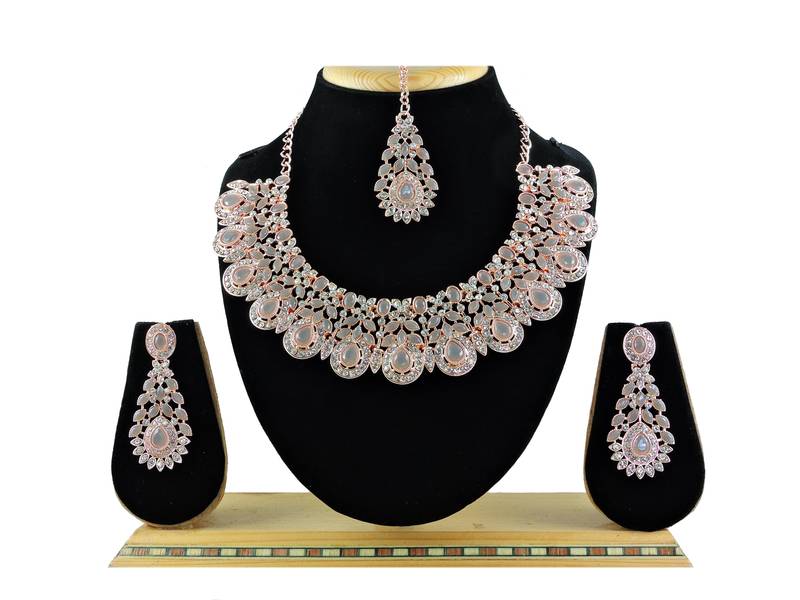 Grey designer premium festive wear necklace set