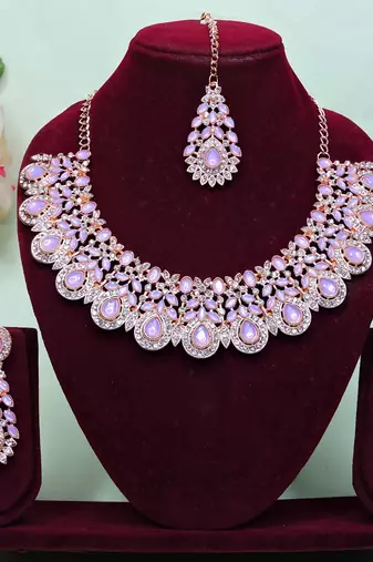 Purple designer premium festive wear necklace set