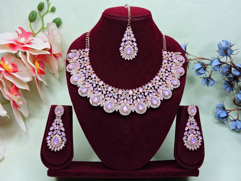 Purple designer premium festive wear necklace set