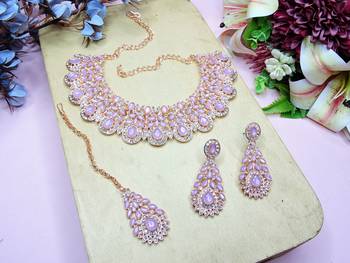 Purple designer premium festive wear necklace set 2