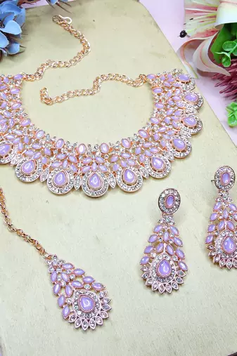 Purple designer premium festive wear necklace set
