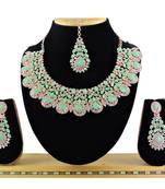Green designer premium festive wear necklace set