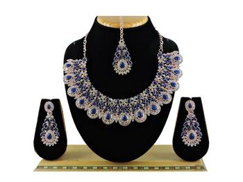 Blue designer premium festive wear necklace set 1