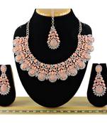 Pink designer premium festive wear necklace set