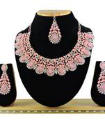 Pink designer premium festive wear necklace set