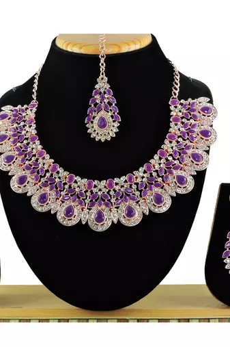 Purple designer premium festive wear necklace set