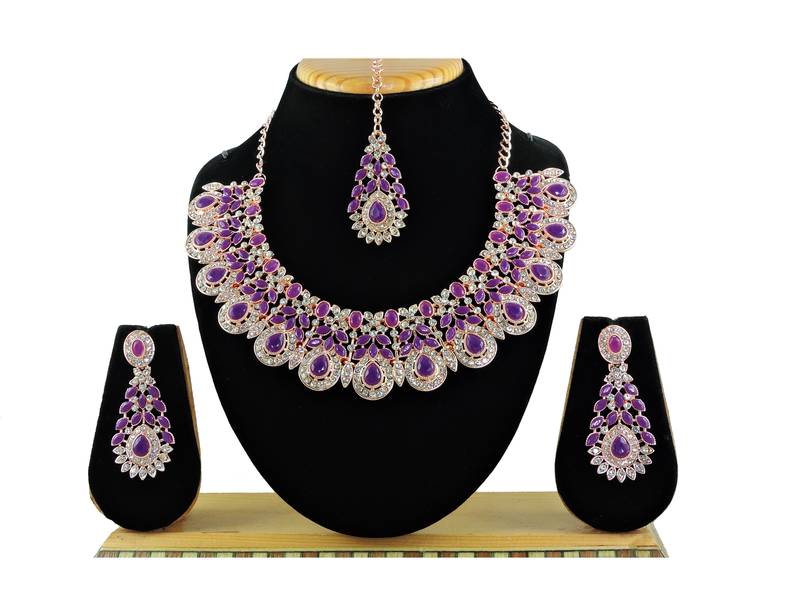 Purple designer premium festive wear necklace set