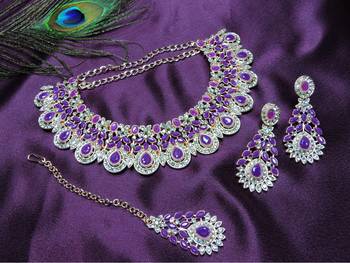 Purple designer premium festive wear necklace set 2