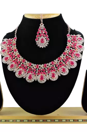 Red designer premium festive wear necklace set