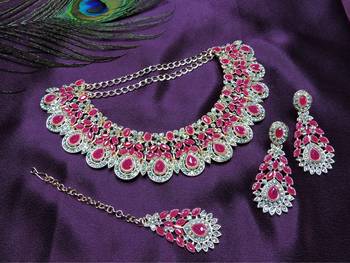 Red designer premium festive wear necklace set 2