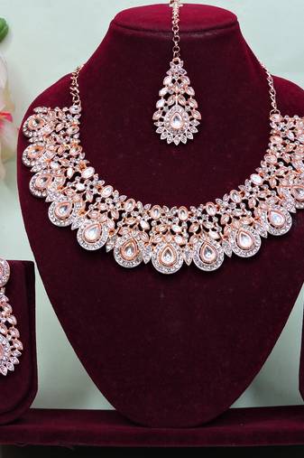 White designer premium festive wear necklace set