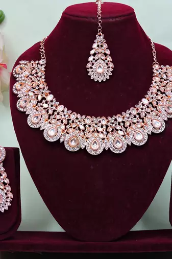 White designer premium festive wear necklace set