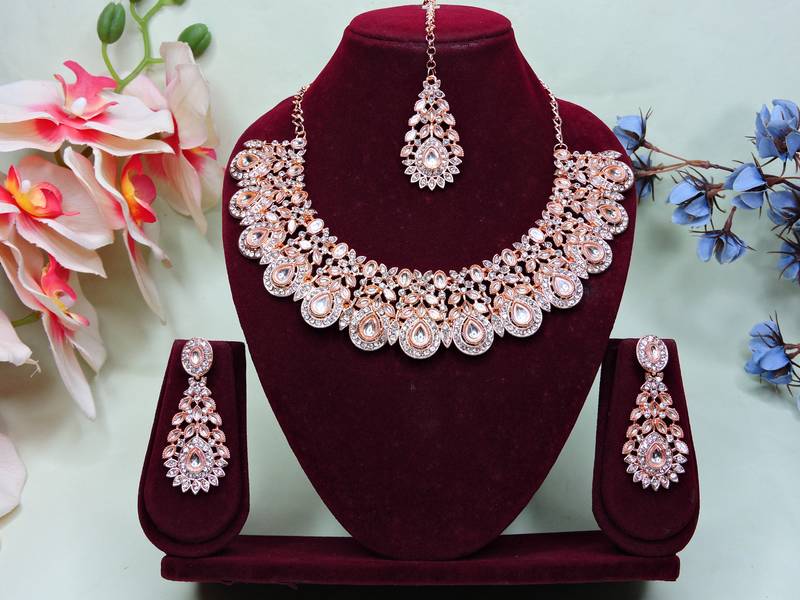 White designer premium festive wear necklace set