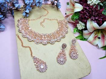 White designer premium festive wear necklace set 2