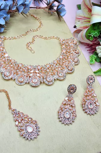 White designer premium festive wear necklace set