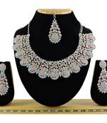 Pink designer premium festive wear necklace set
