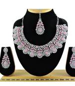 Pink designer premium festive wear necklace set