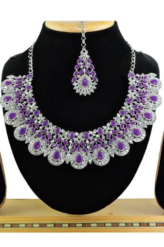 Purple designer premium festive wear necklace set