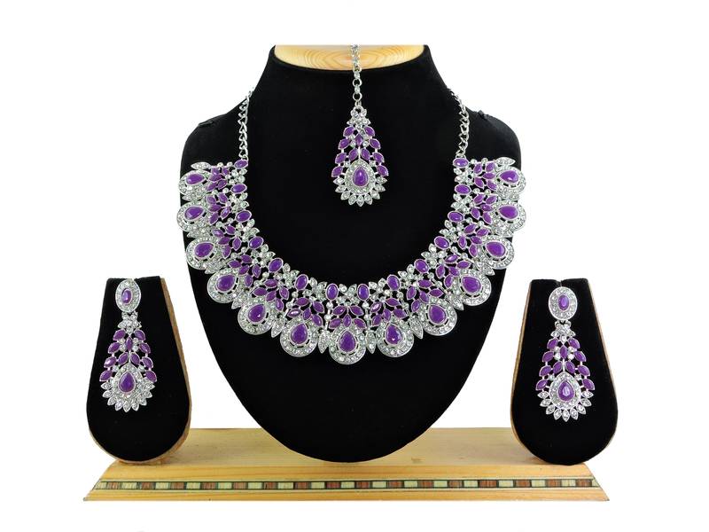 Purple designer premium festive wear necklace set