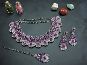 Purple designer premium festive wear necklace set 2