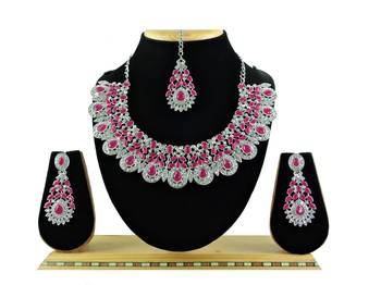 Red designer premium festive wear necklace set 1